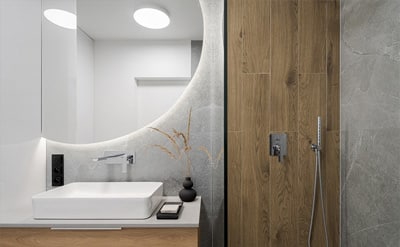 puoliympyrä valopeili, erikoismuoto peili, puoliympärä led peili